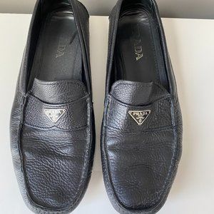 Prada Black Leather Driving Loafers Size 8.5